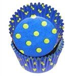 Blue Yellow Hot Dots Standard Size Baking Cups - 100 Pack