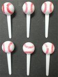 Small Baseball Cupcake Pick - 6 Pack