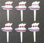 2-1/2" Cruise Ship Cupcake Picks - 6 Pack