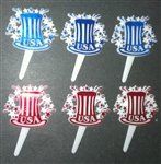 Usa Top Hat Cupcake Picks - 6 Pack