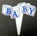 Blue Baby Blocks Cupcake Picks - 6 Pack