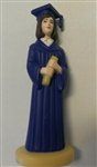 Blue Gown Graduate Girl Cake Topper