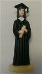 Black Gown Graduate Girl Cake Topper