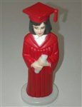 Red Gown Graduate Girl Cake Topper