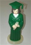Green Gown Graduate Girl Cake Topper