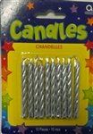 2-1/4" Metallic Silver Candles - 10 Pack
