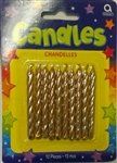 2-1/4" Metallic Gold Candles - 10 Pack
