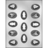 1-3/4" Oval Christmas Mint Mold (90-4145)
